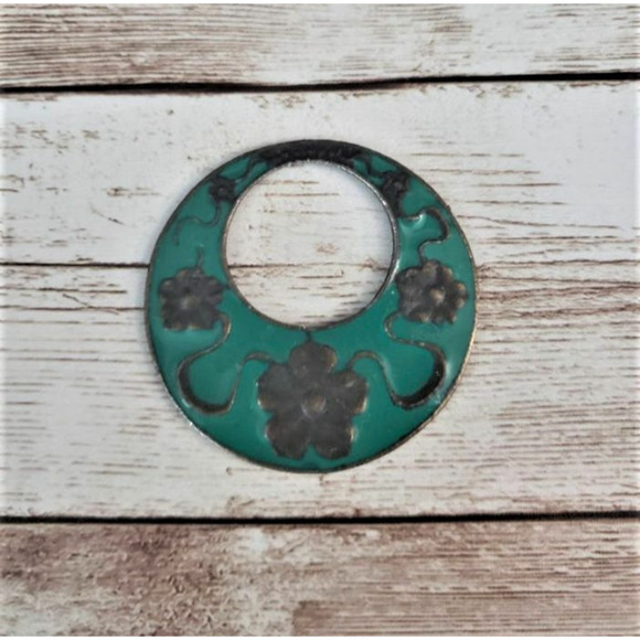 Vintage Pendant - Green & Dark Brown (No Bail or Chain Included) - Picture 1 of 3